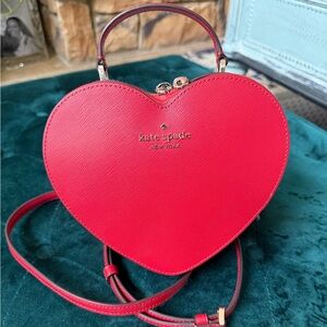 kate spade Red Heart-Shaped Crossbody Bag with Gold Hardware
